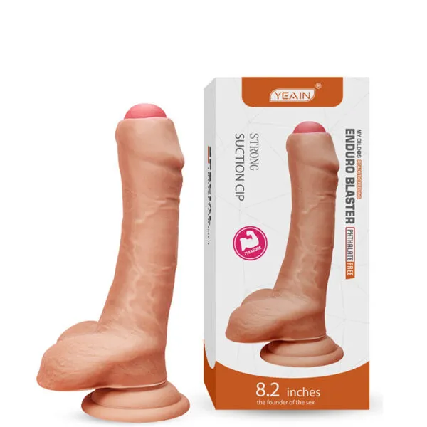 Prótese Realística 21 cm com Escroto, Veias Salientes, Glande Encoberta pelo Prepúcio e Ventosa – ENDURO BLASTER – DI-080 Imagem