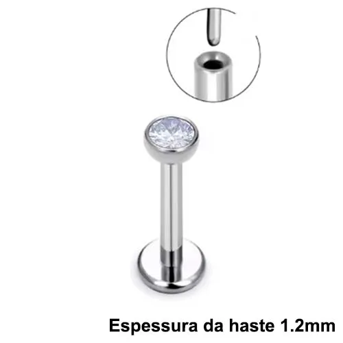 Labret  AÇO CIRÚRGICO 1.2mm com PEDRA ANATÕMICA PUSH PIN ACO11