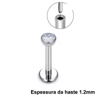 Labret  AÇO CIRÚRGICO 1.2mm com PEDRA ANATÕMICA PUSH PIN ACO11