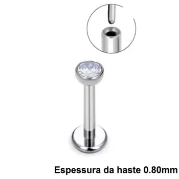 Labret  AÇO CIRÚRGICO 0.80mm com PEDRA 2mm ANATÕMICA  PUSH PIN ACO06