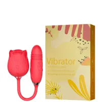 Vibrador Duplo Formato de Rosa e Penetrador com Movimentos de Vai e Vem – VIBRATOR FLOWER – RS-037
