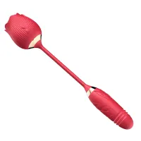 Vibrador Duplo Formato de Rosa e Penetrador com Movimentos de Vai e Vem – VIBRATOR FLOWER – RS-037 - Foto 2