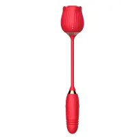 Vibrador Duplo Formato de Rosa e Penetrador com Movimentos de Vai e Vem – VIBRATOR FLOWER – RS-037 - Foto 4