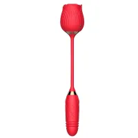 Vibrador Duplo Formato de Rosa e Penetrador com Movimentos de Vai e Vem – VIBRATOR FLOWER – RS-037 - Foto 5