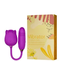 Vibrador Duplo Formato de Rosa e Penetrador com Movimentos de Vai e Vem – VIBRATOR FLOWER – RS-037 - Foto 8