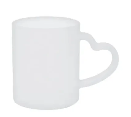 Canecas de Vidro Para Sublimação Jateada Com Alça de Coração de 330ml (SEM CAIXINHA) Imagem