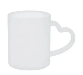 Canecas de Vidro Para Sublimação Jateada Com Alça de Coração de 330ml (Sublimação)