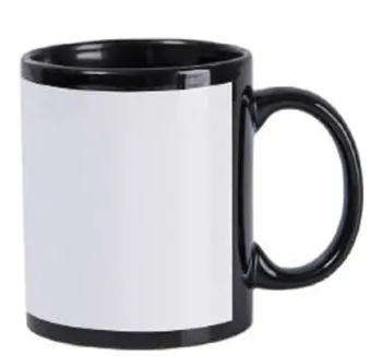 Canecas de Cerâmica Preta Com Tarja Branca 325ml (Sublimação)