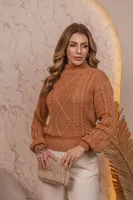 Blusa croped tricot com gola alta arans e bolinhas GM 819 Tam M