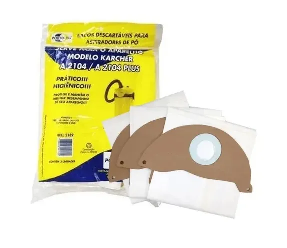 Saco Descartavel Karcher Saco descartável Karcher K2501, 2501, 2601, 3001, A2104, A2104Plus, NT180, NT181. kit com 3 pçs