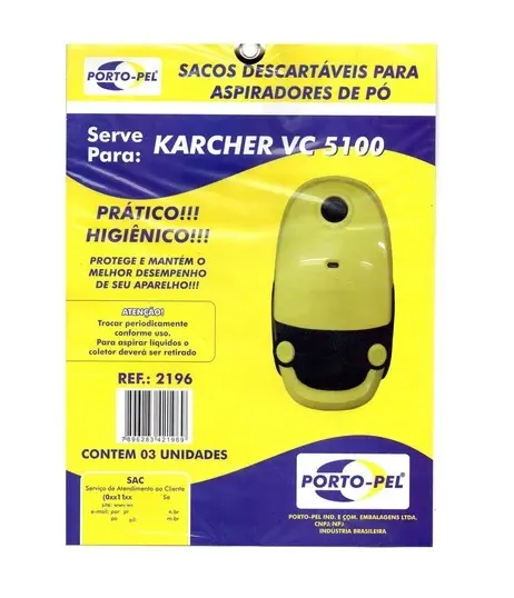 Saco Descartavel VC 5100 Karcher c/ 3 unidades