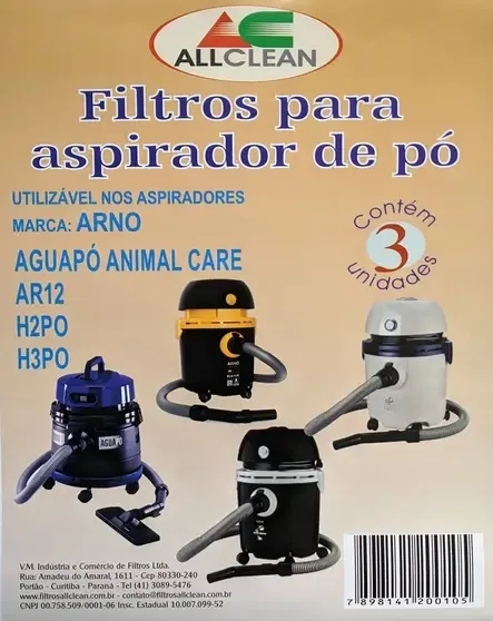 Saco descartável Água e pó H2PO  AR12 H3PO AGUA PÓ ANIMAL CARE- Arno kit com 03 unidades