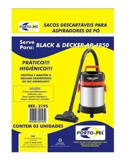 Saco Descartavel Black e Decker AP4850 Kit com 3 Unidades