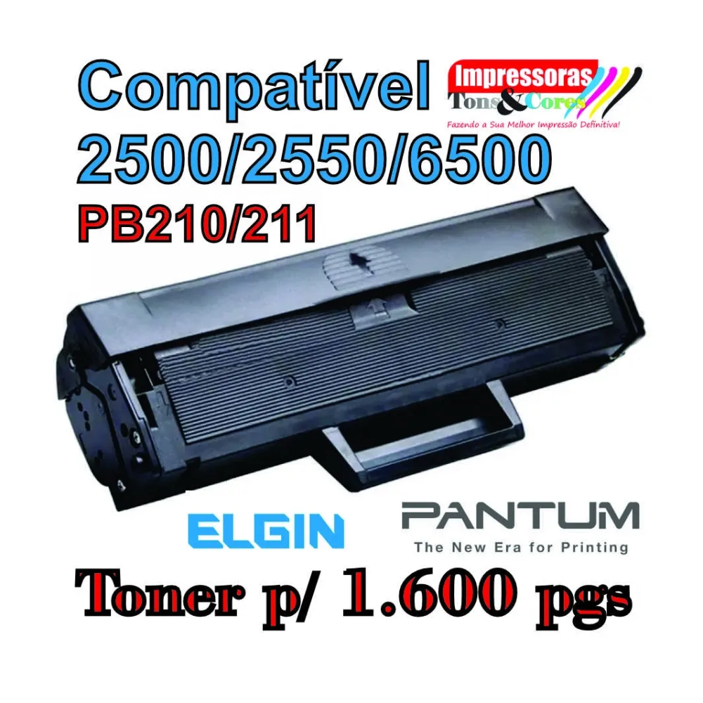 Toner Compatível  Elgin Pantum PB-211EV PB211EV P2500W M6550NW M6600N P2500 M6550 M6600 |1.6K