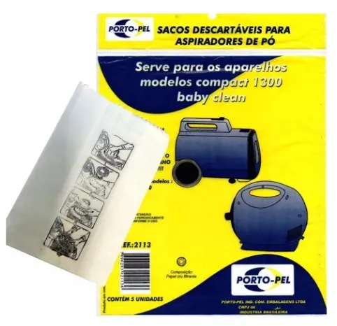 Saco Descartavel Compact 1300 e Baby Clean Kit com 3 Unidades Imagem