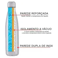 Garrafa Água Squeeze 350ml Térmica Inox Colorida Academia Escola  - Foto 4