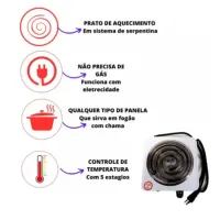 Fogareiro Elétrico Portátil 1000w 1 Boca - 110v - Foto 5