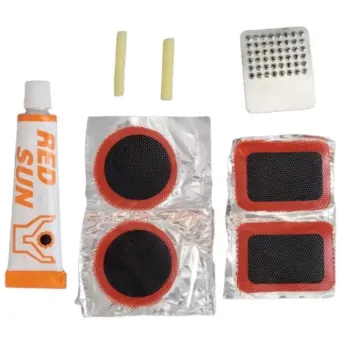 Kit 8 Pçs Reparo Concerto Pneu Bike Bicicleta Remendo Cola Conserto de Roda Camara inflar Cola Borracha Lixa Cola - Foto 2