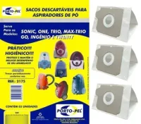 Saco descartável Trio, MaxTrio, Ingenio, Twenty, Sonic, Go, One, Electrolux, kit com 3 unidades
