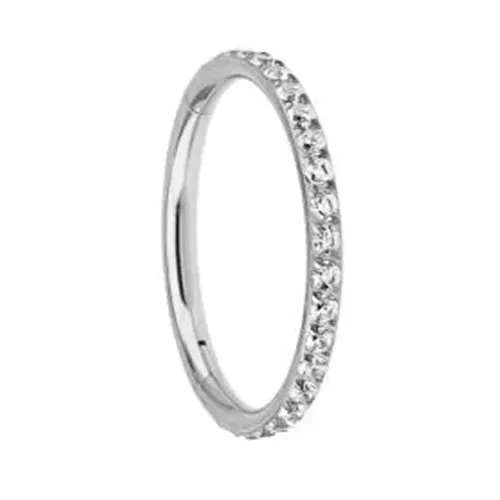 Argola Slim CONCH em Titânio  ZIRCÔNIA CRAVEJADO Clicker 1.2mm  TIT11