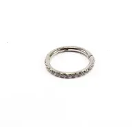 Argola Slim em Titânio  CRAVEJADA ZIRCONIA Clicker 1.0mm  TIT02 - Foto 3