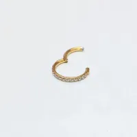 Argola Slim em Titânio PVD DOURADO CRAVEJADA ZIRCONIA Clicker 1.0mm  TIT21 - Foto 3