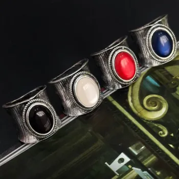 Anel Boho Banhado a Prata Antiga Com Opção de Cor de Pedra