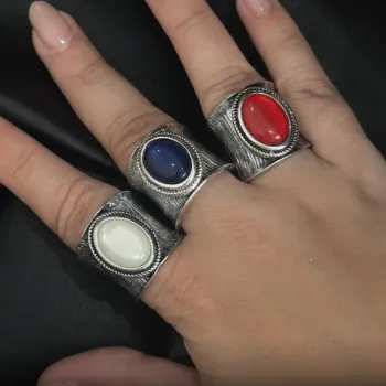 Anel Boho Banhado a Prata Antiga Com Opção de Cor de Pedra - Foto 2