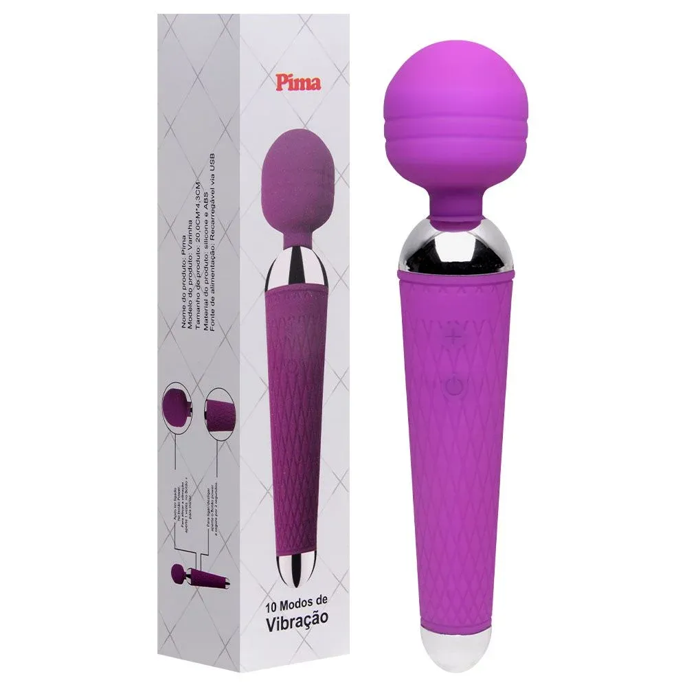 VARINHA MÁGICA PIMA RECARREGÁVEL 10 VIBRAÇÕES SILICONE SOFT TOUCH - SI.                                                                   LIBYSEXSHOP