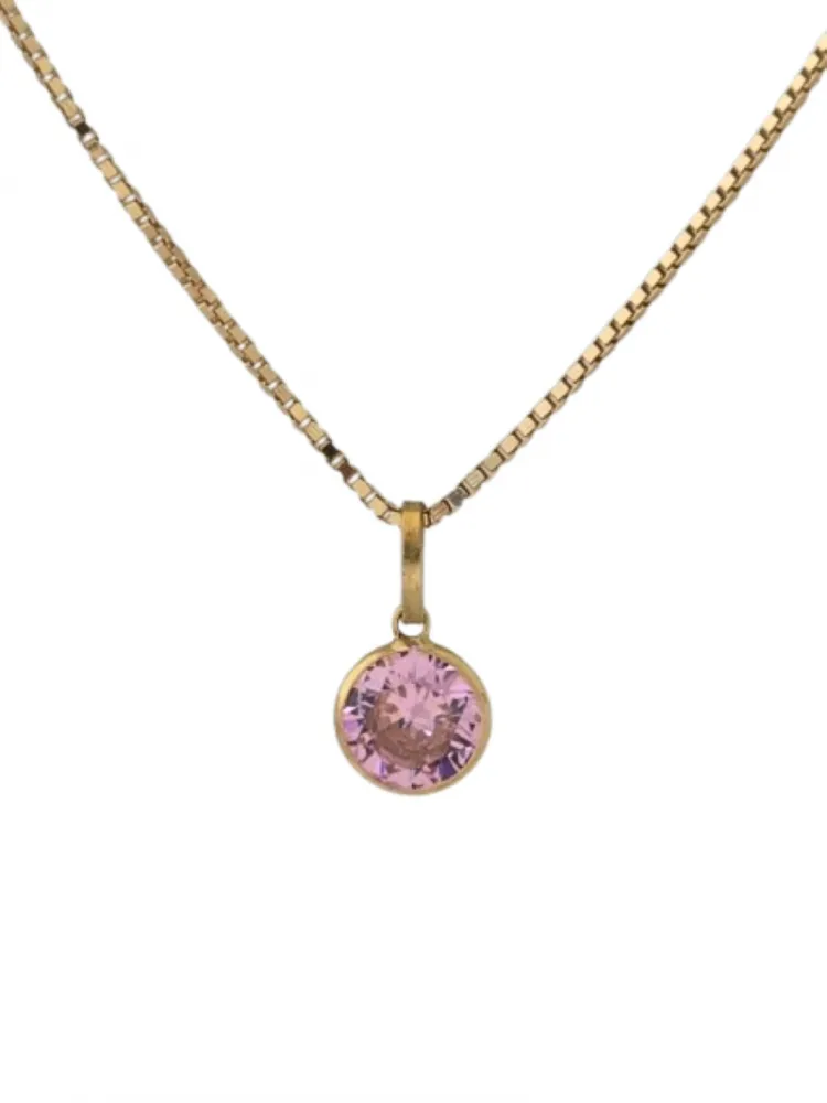 MJA-1296-45-P8362D-6MM - Cordão Malha Veneziana Com Pingente Ponto de Luz, Em Ouro 18K