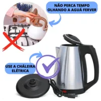 Jarra eletrica 127V-220v inox chaleira eletrica alta tecnogia - Foto 4