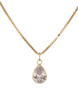 MJA-12750-ALT13MM-C45 - Cordão Malha Veneziana, Com Pingente Gota, Em Ouro 18K