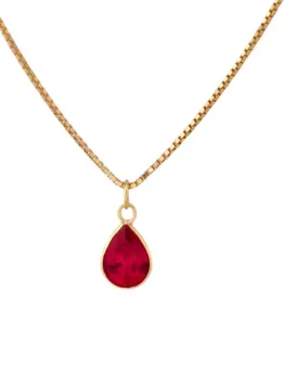 MJA-12750V-ALT13MM-C45 - Cordão Malha Veneziana, Com Pingente Gota, Em Ouro 18K
