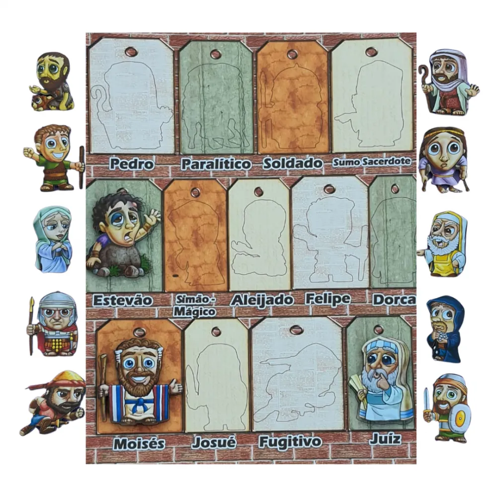 Painel com Adesivo Personagens da Lição PRIMÁRIOS