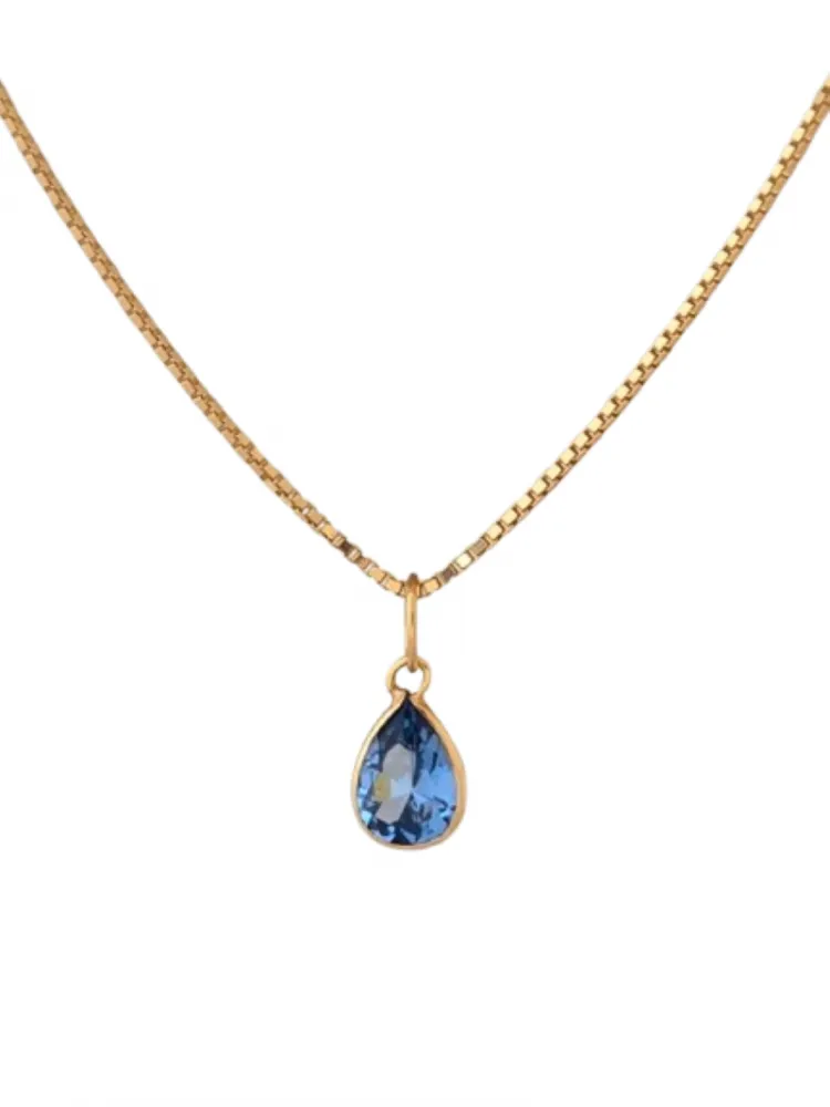 MJA-9644-ALT-9MM-C45 - Cordão Malha Veneziana, Com Pingente Gota, Em Ouro 18K