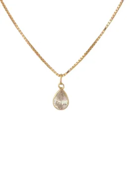 MJA-12749PB-ALT8MM - C45 - Cordão Malha Veneziana, Com Pingente Gota, Em Ouro 18K