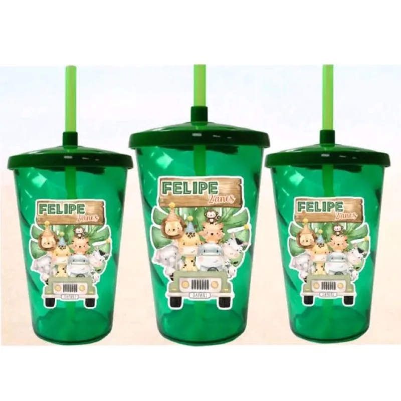Copo Twister 500ml c/  Tampa e Canudo Colorido