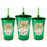 Copo Twister 500ml c/  Tampa e Canudo Colorido