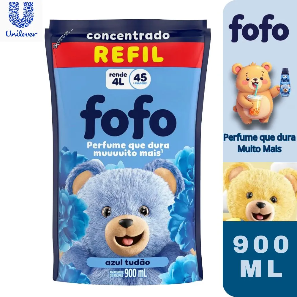 Amaciante de Roupa Líquido Concentrado Azul Tudão 900ML Imagem