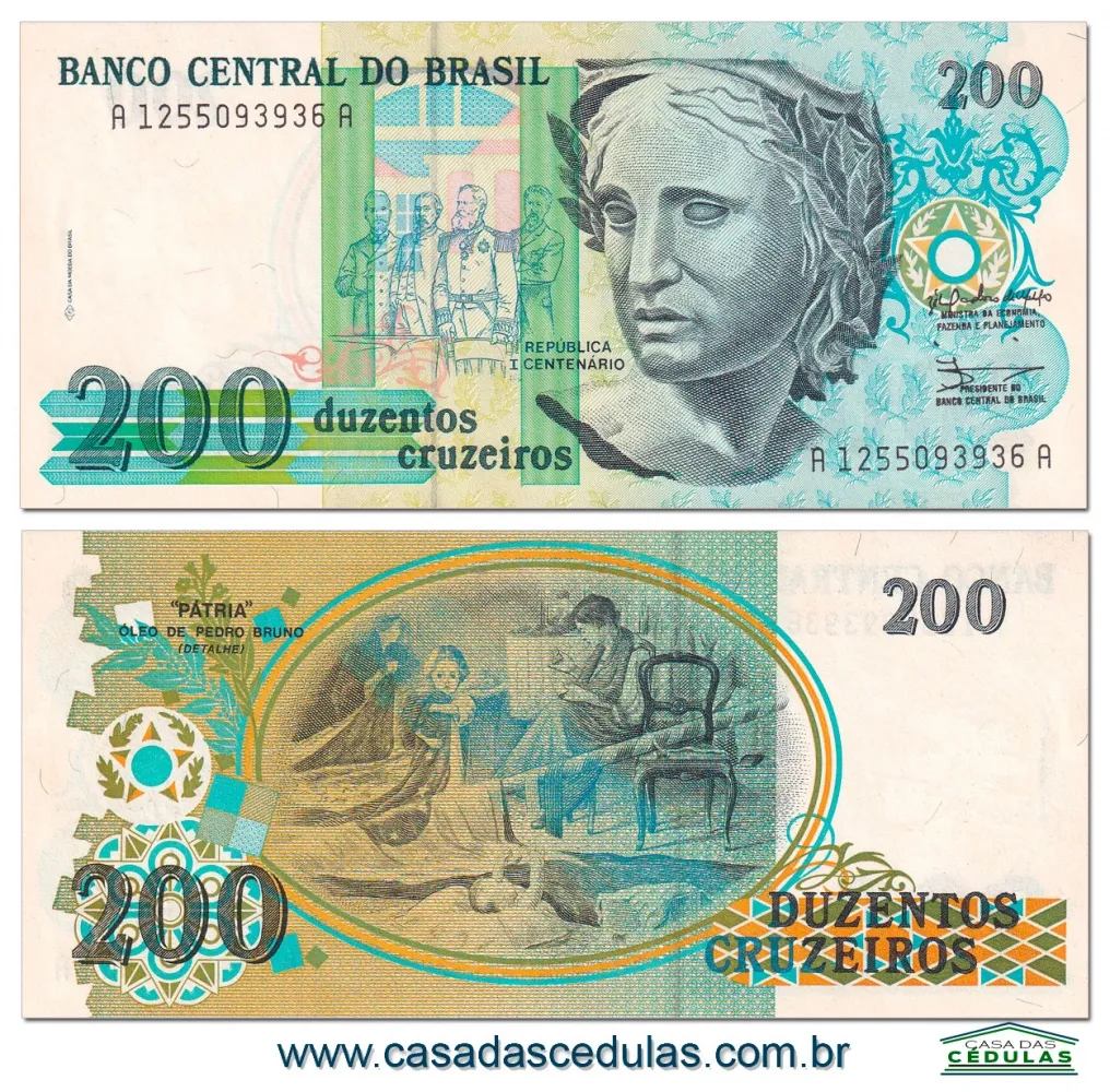 C215 - 200 Cruzeiros (Efígie da República) - Fe Imagem