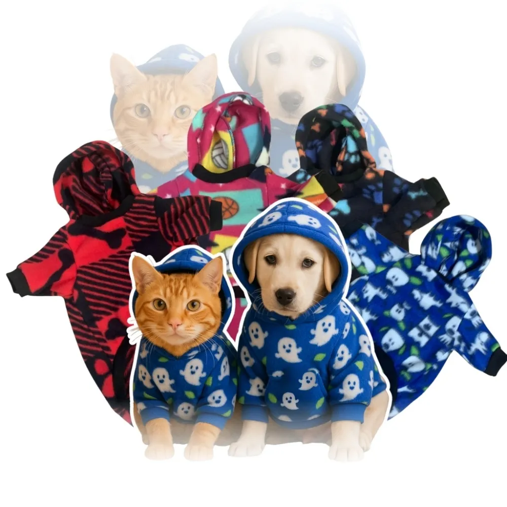 Roupa pet inverno casaco de capuz feito de soft, super quentinho e confortável para cães e gatos Imagem