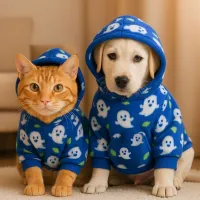 Roupa pet inverno casaco de capuz feito de soft, super quentinho e confortável para cães e gatos - Foto 2