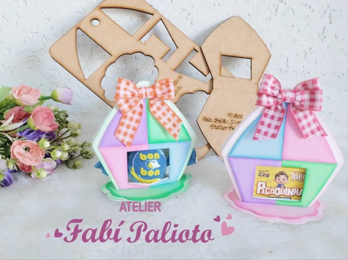 G1.893 Gabarito de Moldes  em MDF Balão Junino Porta Bombom