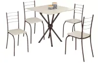 Mesa 4 Cadeiras Rio Quadrada Marrom Madeira MDP 68x68 Off  White Requi - Foto 2