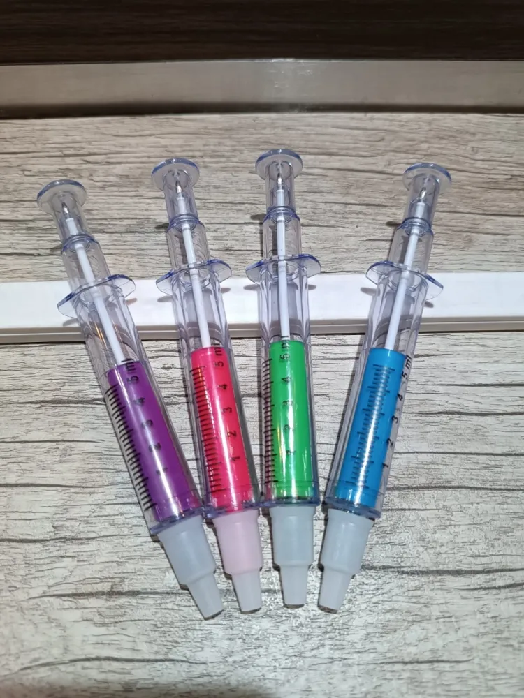 CANETA PERSONALIZADA FORMATO SERINGA COM MARCA TEXTO Imagem