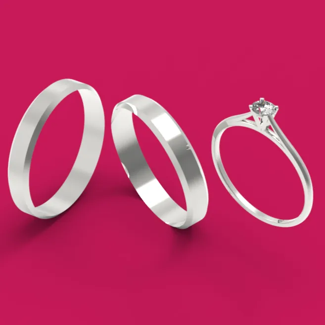 Combo Par de alianças plano  + Anel aparador - CAPE460