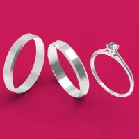 Combo Par de alianças plano  + Anel aparador - CAPE460