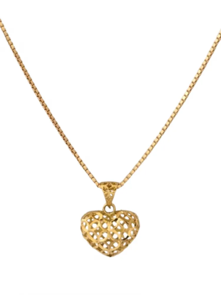 MJA-17188ALT11MM-C16799-45 - Cordão Malha Veneziana, Com Coração Especial, Em Ouro 18k Imagem