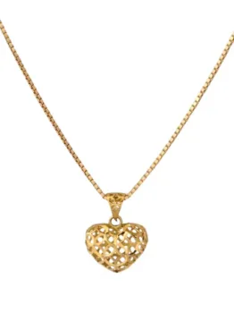 MJA-17188ALT11MM-C16799-45 - Cordão Malha Veneziana, Com Coração Especial, Em Ouro 18k