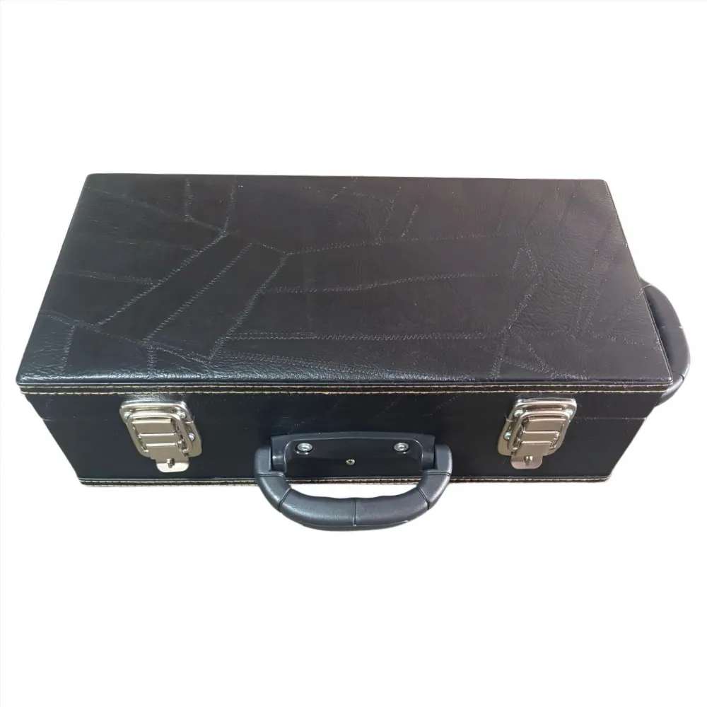 ESTOJO CASE PARA CLARINETE COM FUNDO FALSO PRETO COSTURADO